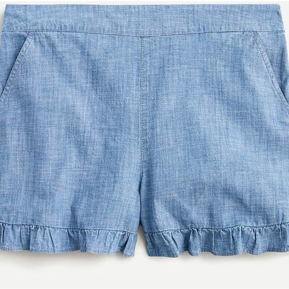 J. Crew High Waist Blue Ruffle Shorts - Picture 4 of 7